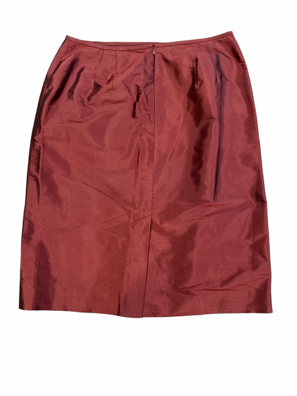 Travis Ayers 100% Silk Dupioni Pencil Skirt Size 16 Burgundy Wine - Picture 2 of 8